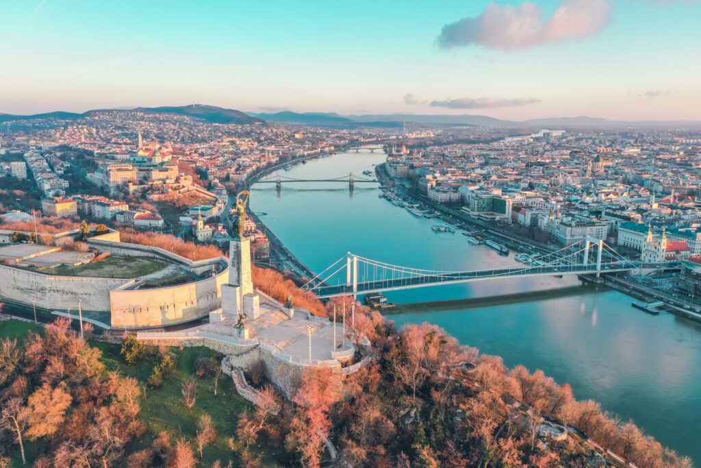 Iconic view of Budapest from Gellert Hill.